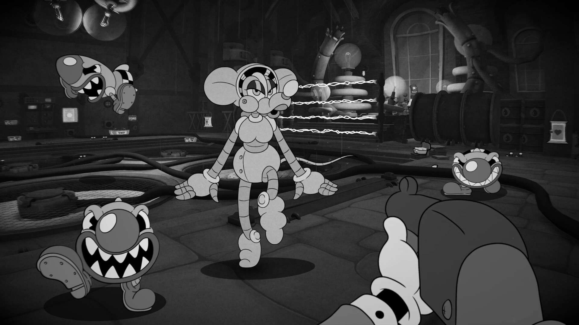 Weapon-heavy boss arena fight in MOUSE: P.I. For Hire